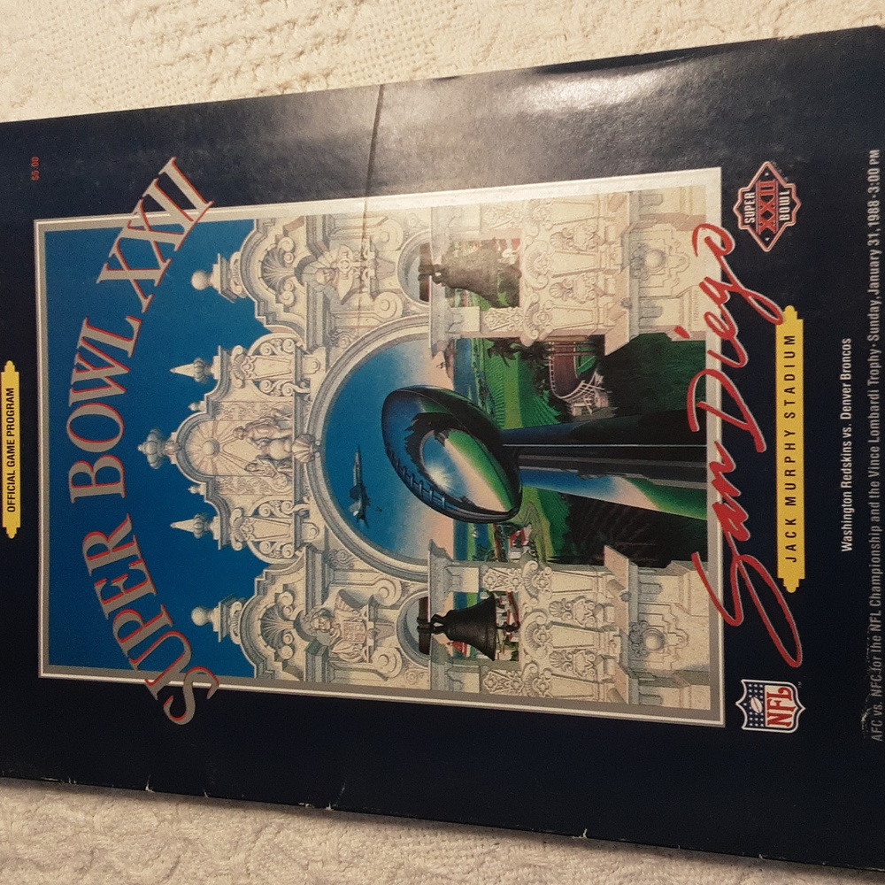 1988 NFL Super Bowl XXII Washington vs Denver Broncos Game Day Publication